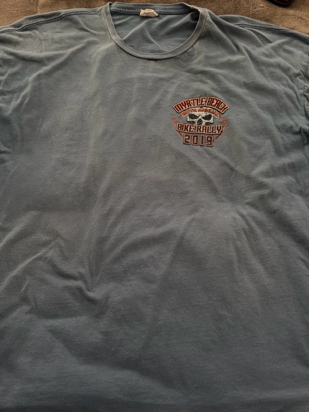 Delta Blue Short Sleeve Tee with Orange Chest Graphic